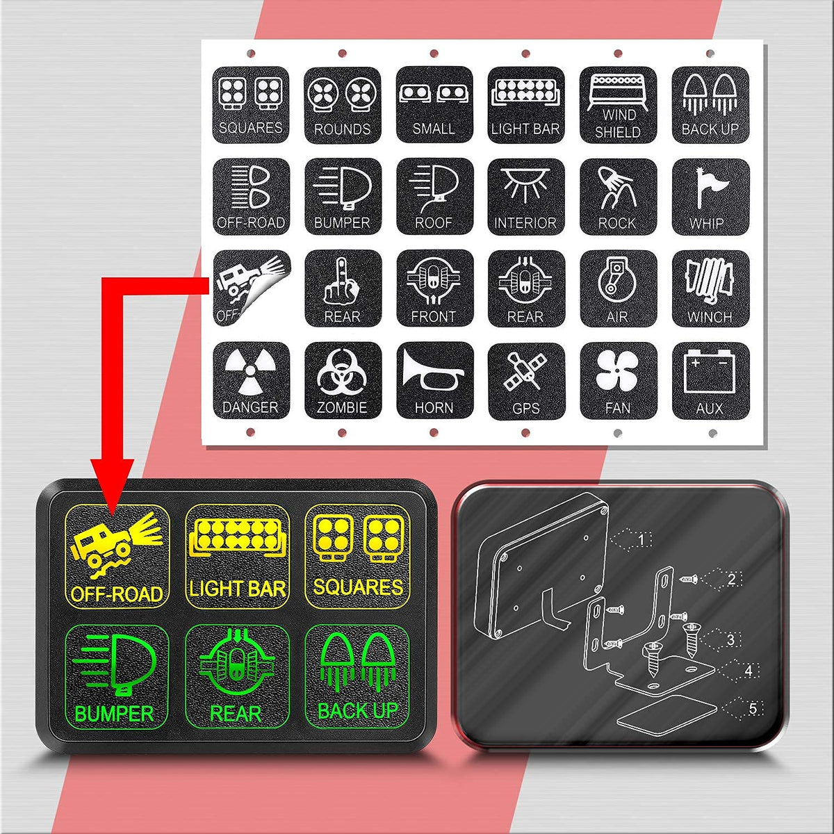 6 Gang LED Switch Panel with Relay System Circuit Control Box A420199