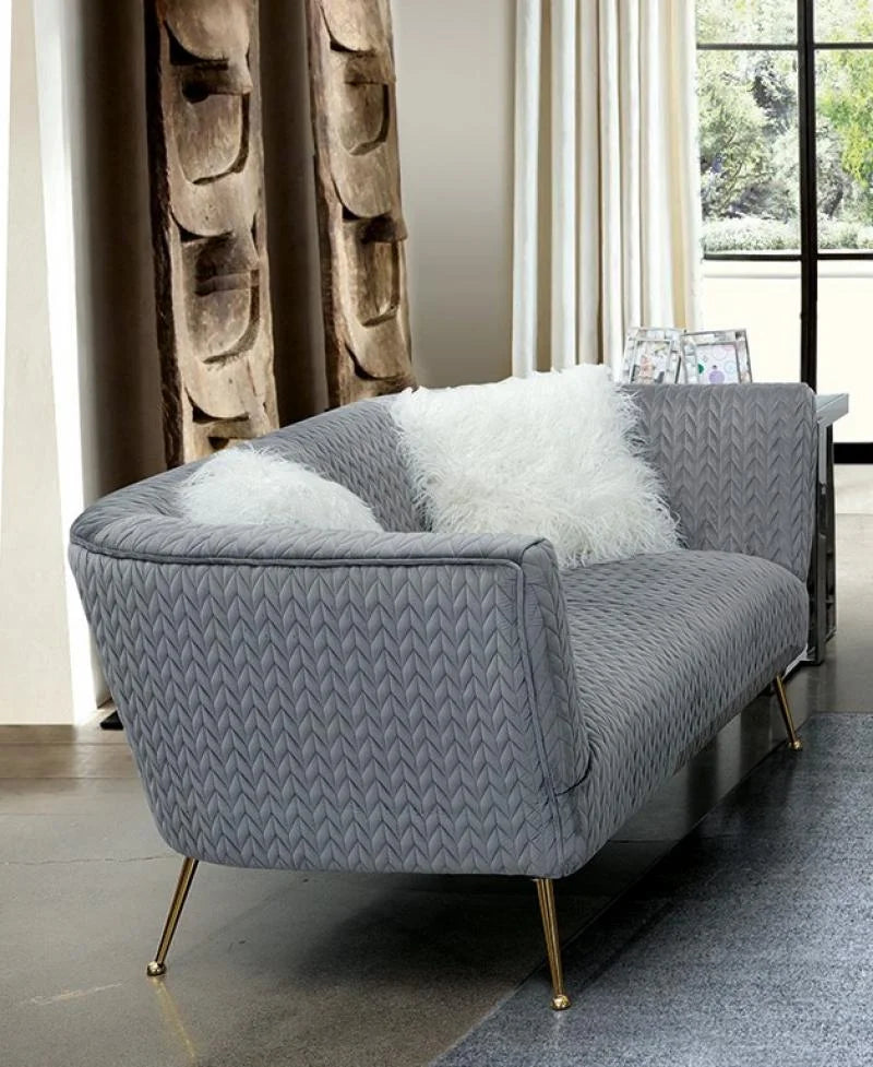 Grey Fabric Tufted Sofa & Loveseat Set 2 Pcs V813402