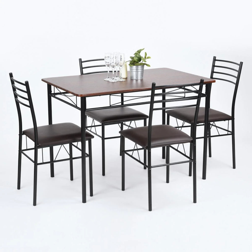 5pc Wood Metal Dining Set Table And 4 Chairs U240