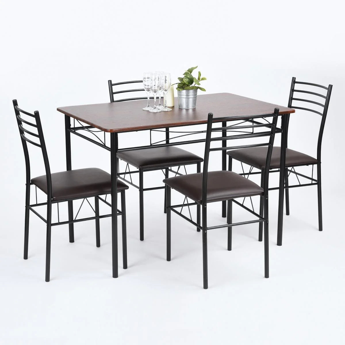 5pc Wood Metal Dining Set Table And 4 Chairs U240
