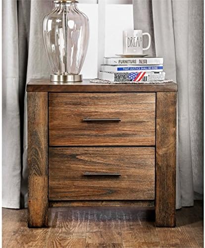 Antique Oak Solid Wood 2-Drawer Nightstand D98713