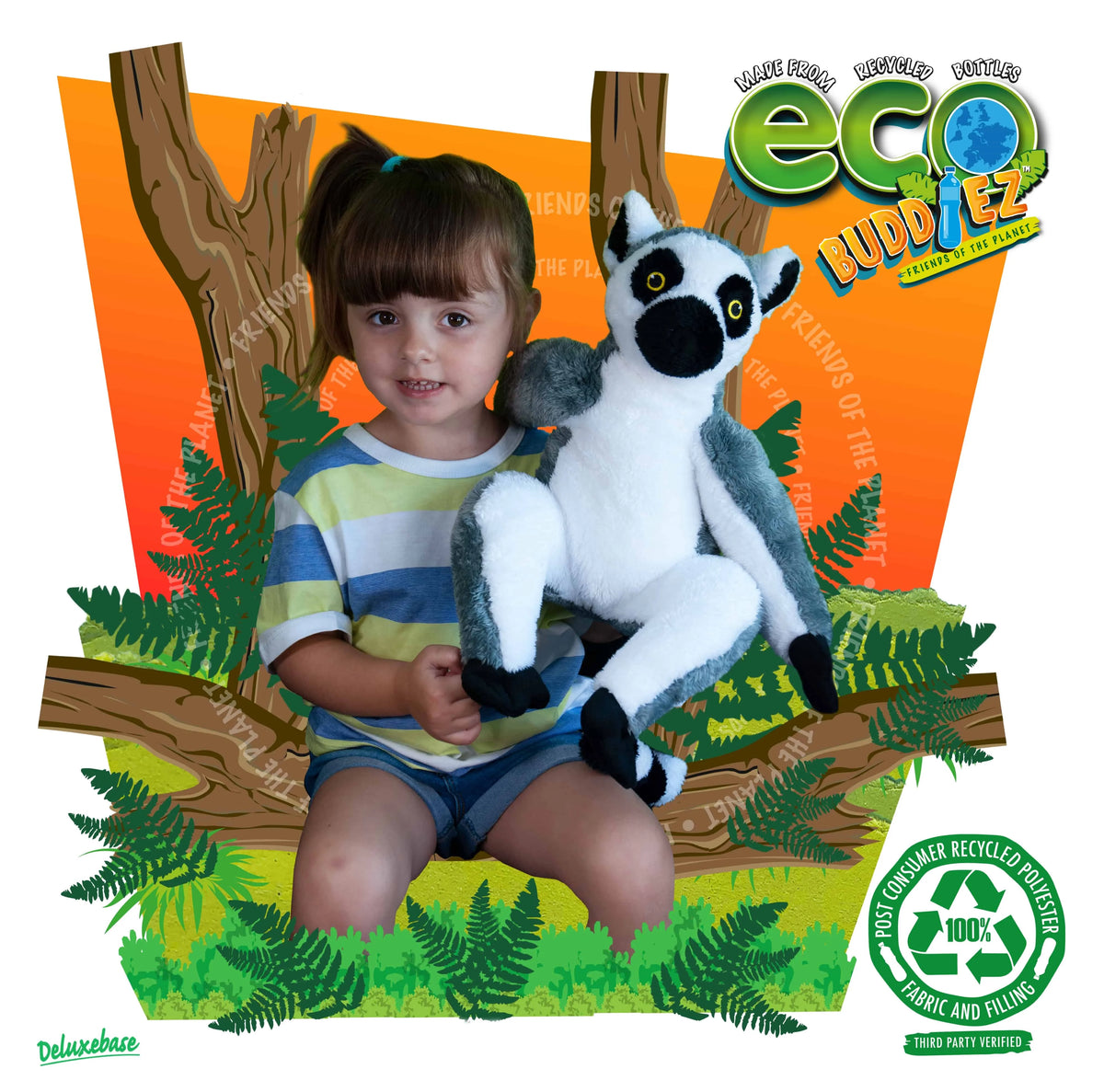 Ring Tailed Lemur 12 inch Soft Plush Toy made from Recycled Plastic Bottles L1331