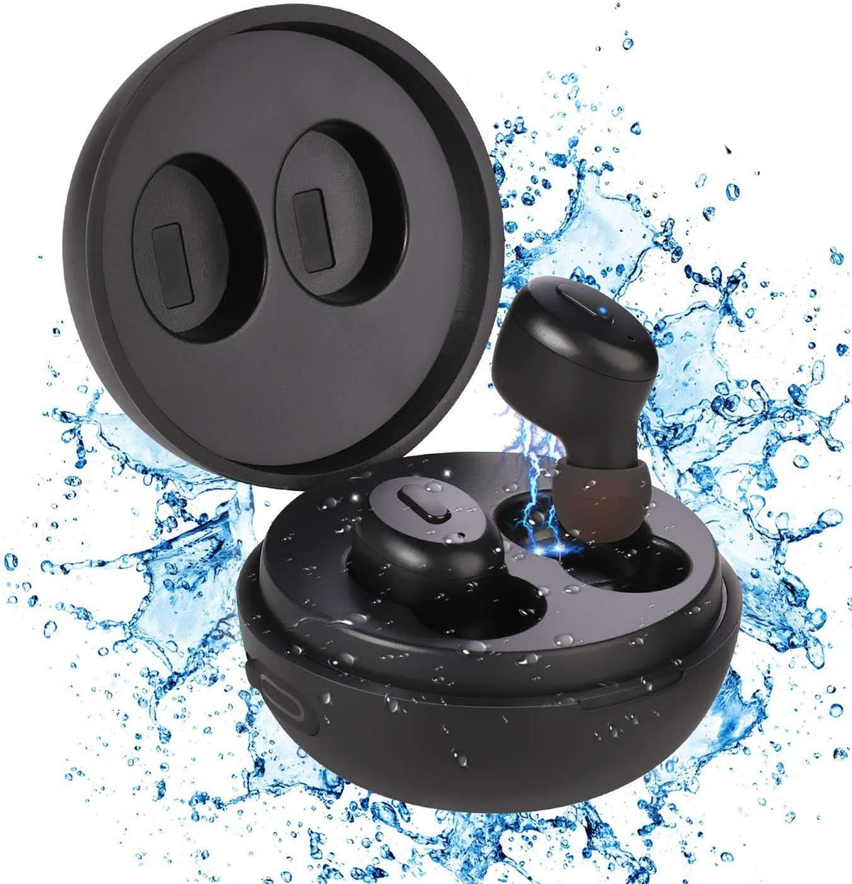 IP68 Waterproof Wireless Bluetooth 5.0 Earbuds with Wireless Charging Case, Pack of 2 U790775