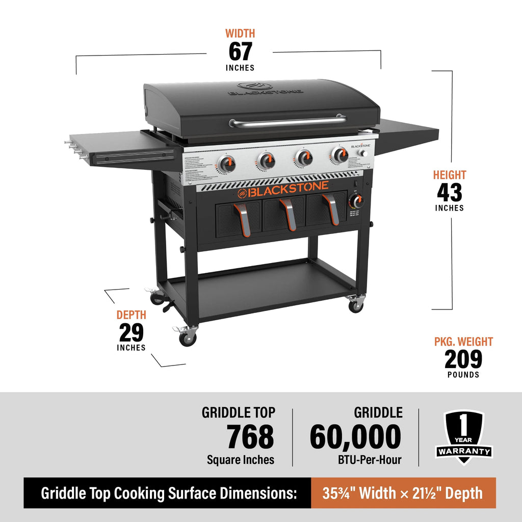 4-Burner Propane Griddle with Air Fryer and Hood X952