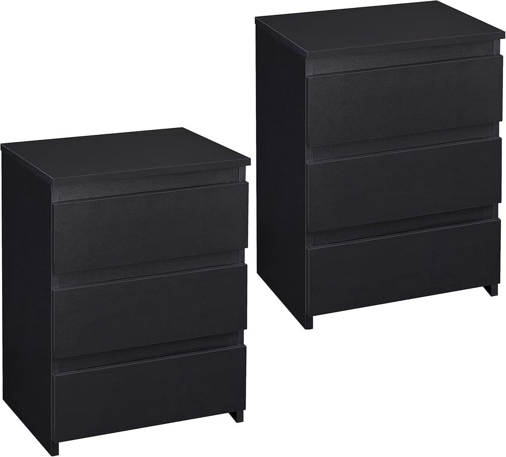 Black 3 Drawer Set of 2 End Tables R1364