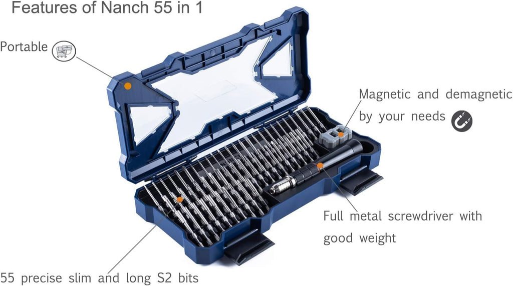 Precision Screwdriver Set with 55 S2 Bits, Pack of 2 Z8840
