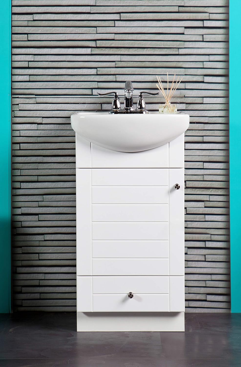 Small White Bathroom Vanity Cabinet and Sink S33916