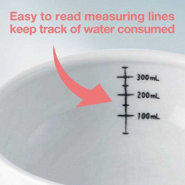 Raised Cat Water Bowl with Measurement Lines A22167