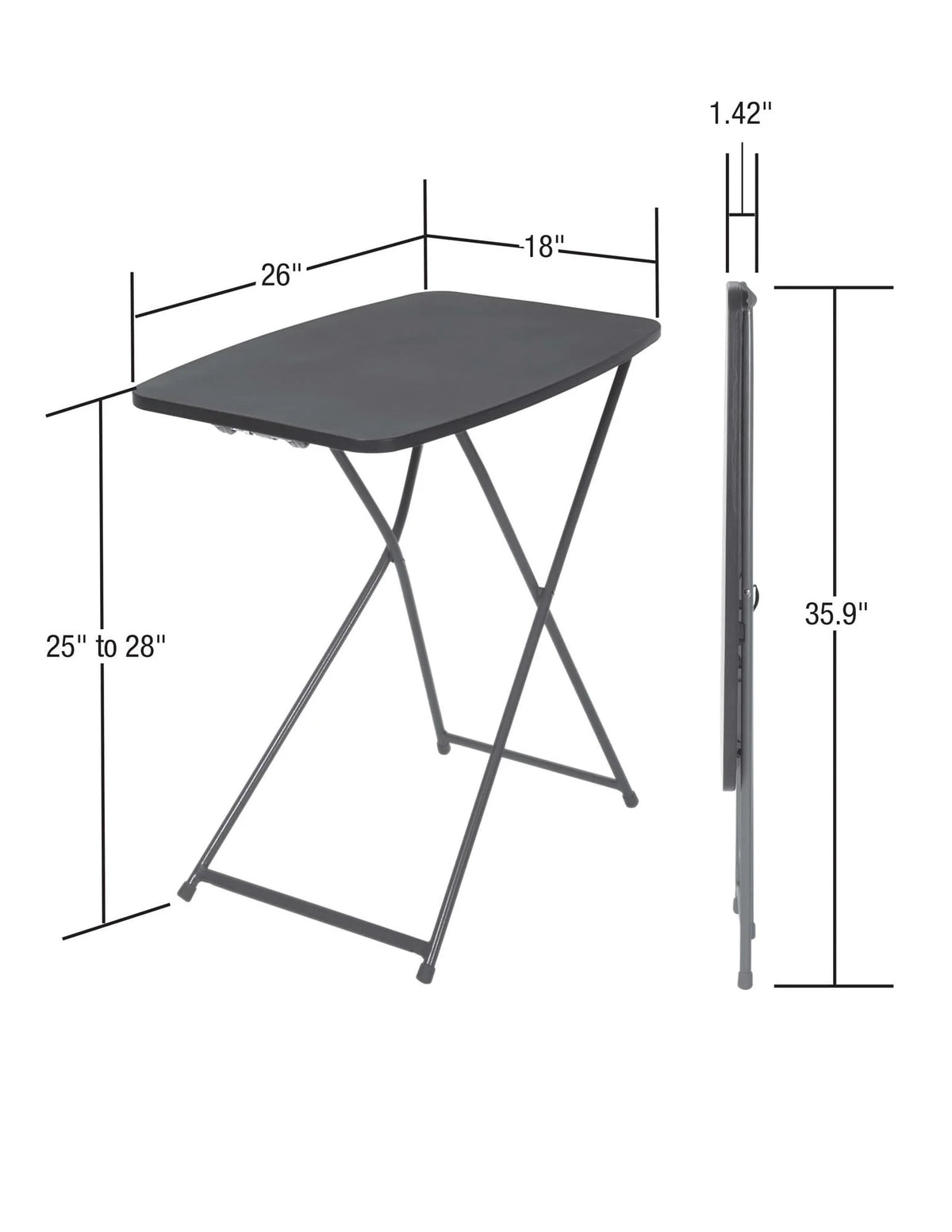 Black Adjustable Height Folding Table C9102