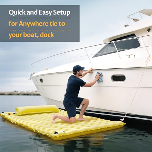 Inflatable Floating Mat with Non-Slip Wave Pattern and Dual Headrest H296