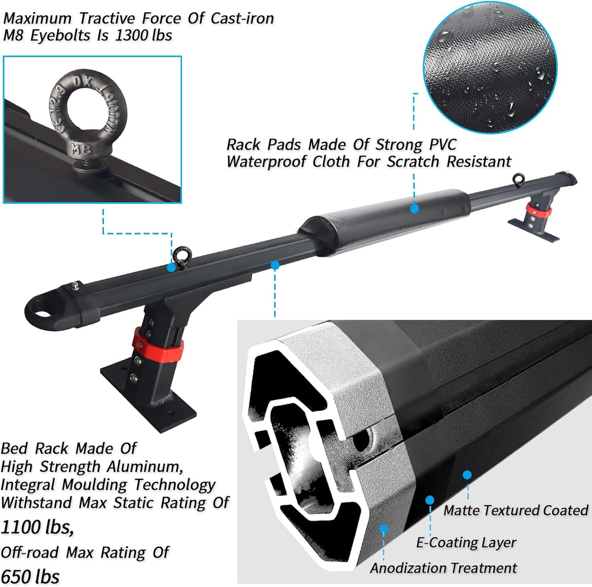 Truck Bed Racks Low Profile Adjustable Height Heavy Duty M182