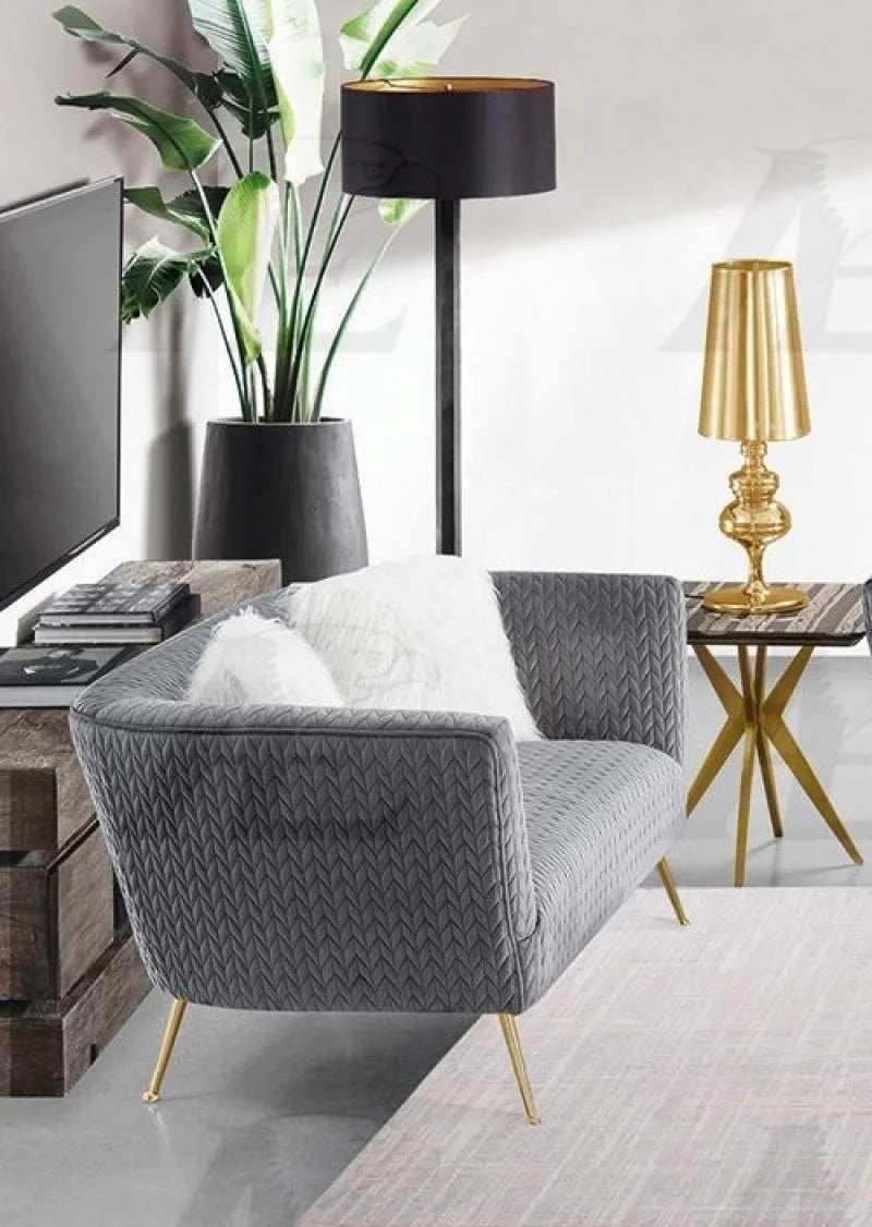 Grey Fabric Tufted Sofa & Loveseat Set 2 Pcs V813402