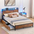 Queen Bed Frame with Storage Drawers and Charging Station D59369