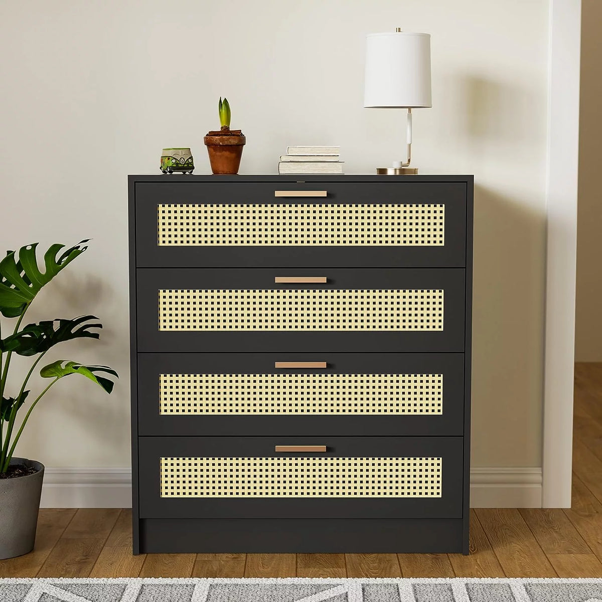 White 4 Drawer Wood Dresser D191452