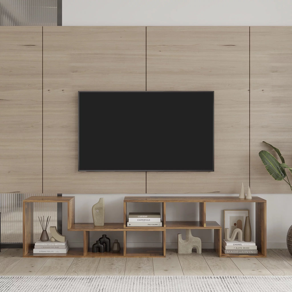Oak L Shape Bookcase TV Stand S681220