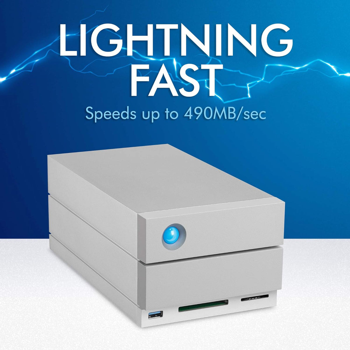 8TB External RAID Hard Drive with SD Card CF Card Slots Thunderbolt 3 USB-C USB 3.0 M22776