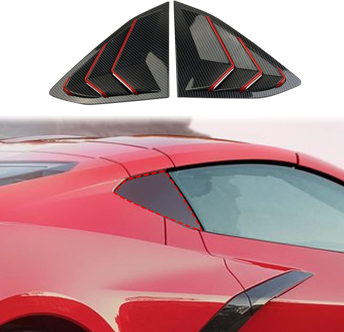 Carbon Fiber Side Window Louvers Air Vent Shades Cover Trim for Chevrolet Corvette C8 Coupe 2020-2022 Y598