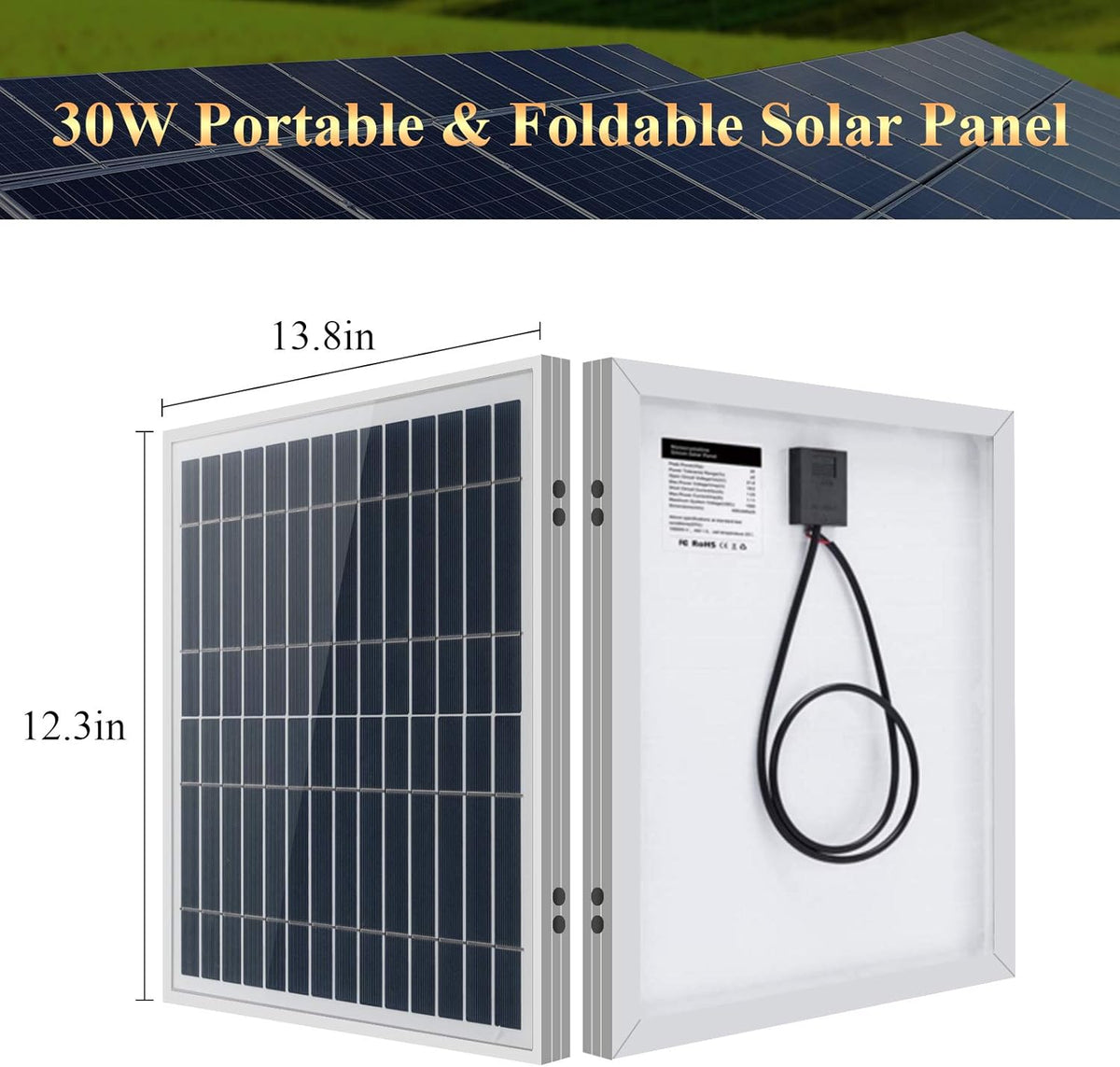 30W Panel Foldable Solar Panel Lighting Kit with 5 USB Solar Charger LED Light Bulb and 5 Cellphone Charger H9953