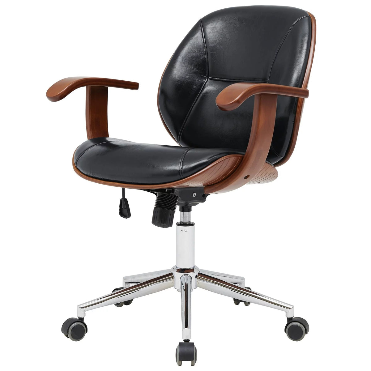 Bamboo Office Chair with Armrest Black C92368