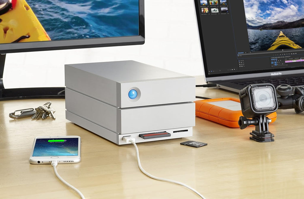 8TB External RAID Hard Drive with SD Card CF Card Slots Thunderbolt 3 USB-C USB 3.0 M22776
