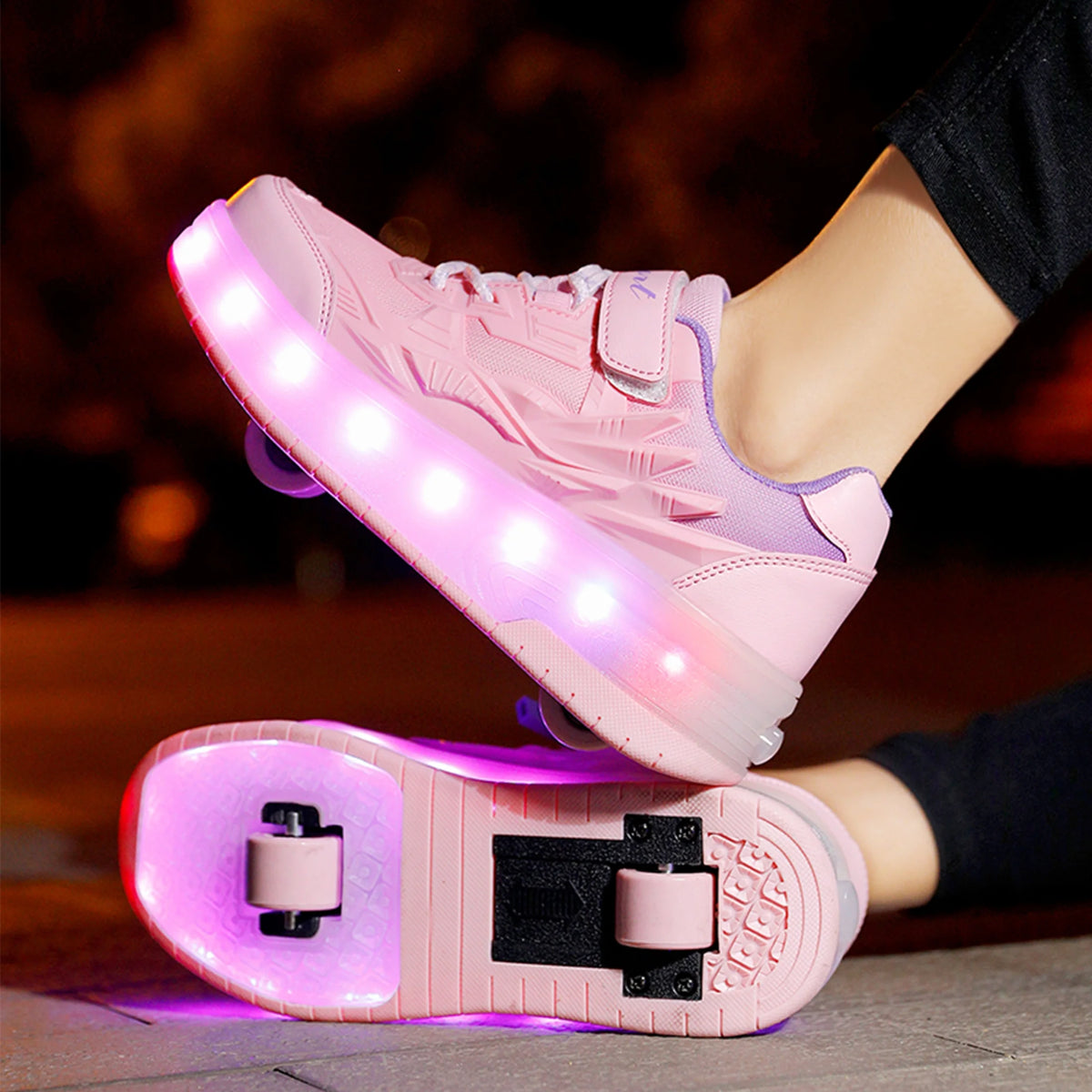 Child Teen Roller Skates Double Wheel Shoes Light Up LED shoe 12.5 size P339