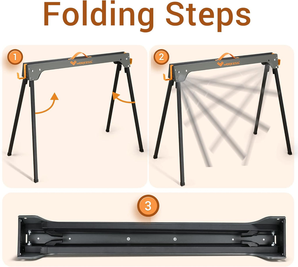 Sawhorse 2 Pack Portable Folding Heavy Duty 1100 LBS Weight Capacity G5542