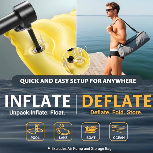 Inflatable Floating Mat with Non-Slip Wave Pattern and Dual Headrest H296
