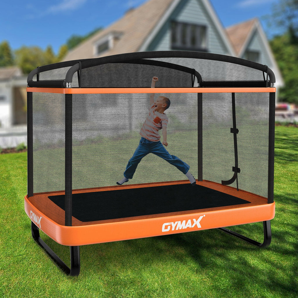 6FT Kids Trampoline with Swing Safety Enclosure Orange Q545