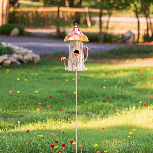 Metal Mushroom Birdhouse Stake V700166