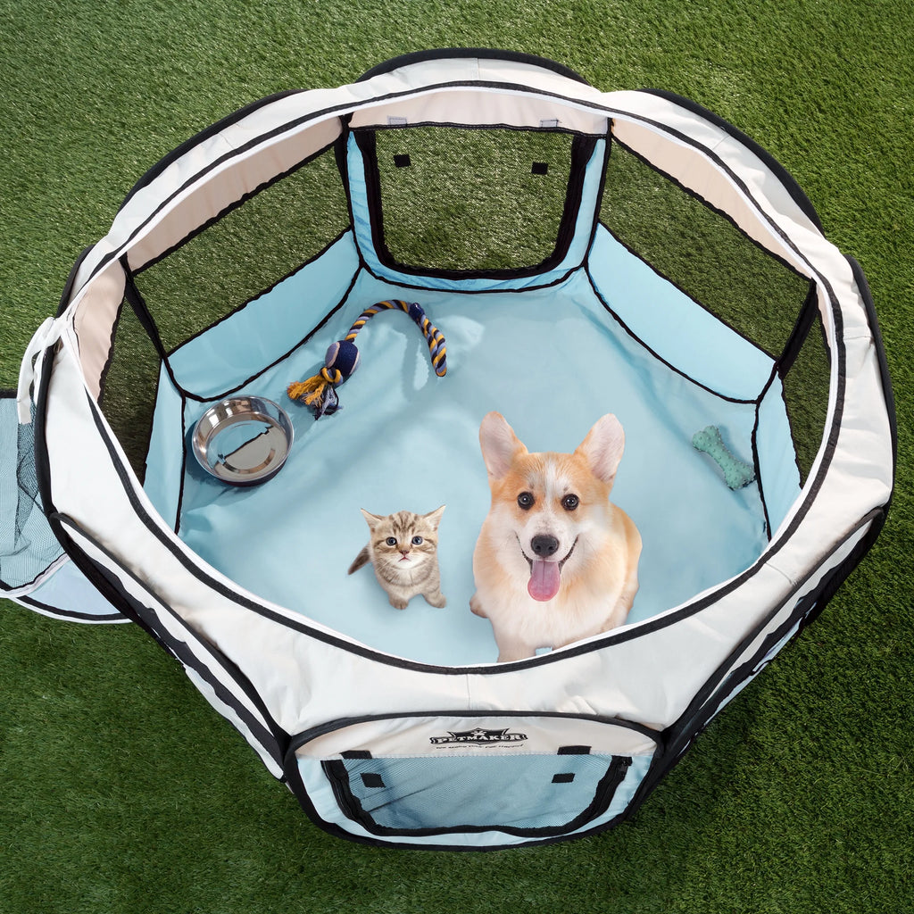 38-Inch Portable Pop-Up Dog Playpen with Carry Bag J678707