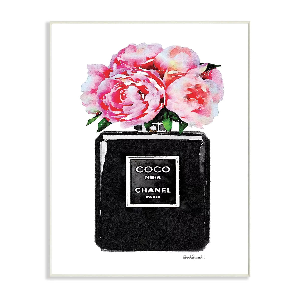 Black Peony Pink Wall Plaque Art F86794