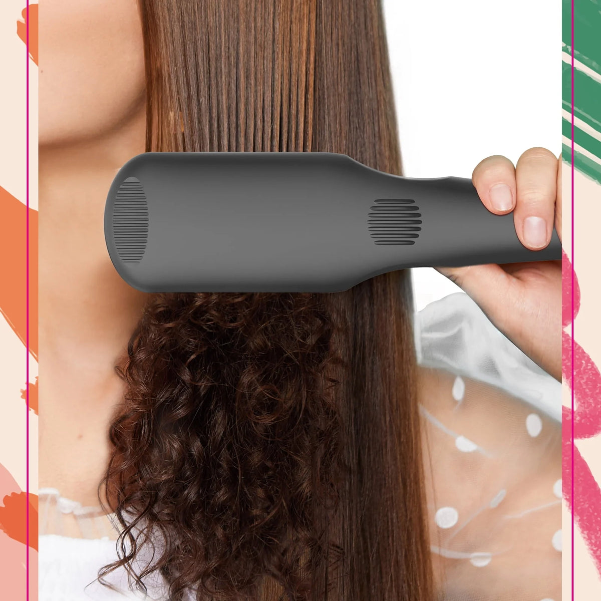 Ionic Hair Straightener Brush with 16 Heat Levels F555