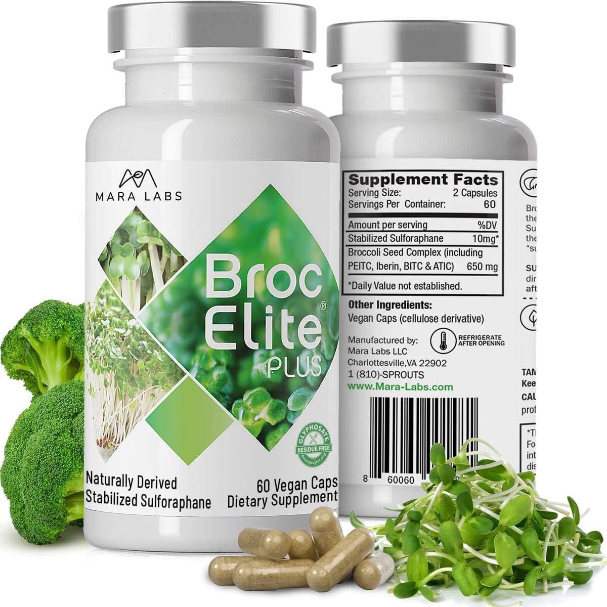 Broccoli Supplement with Sulforaphane Extract 60 Vegetable Capsules Q326