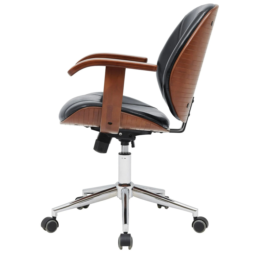 Bamboo Office Chair with Armrest Black C92368
