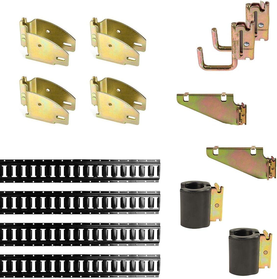 14 Pieces Black E Track Rails and Accessories B97549