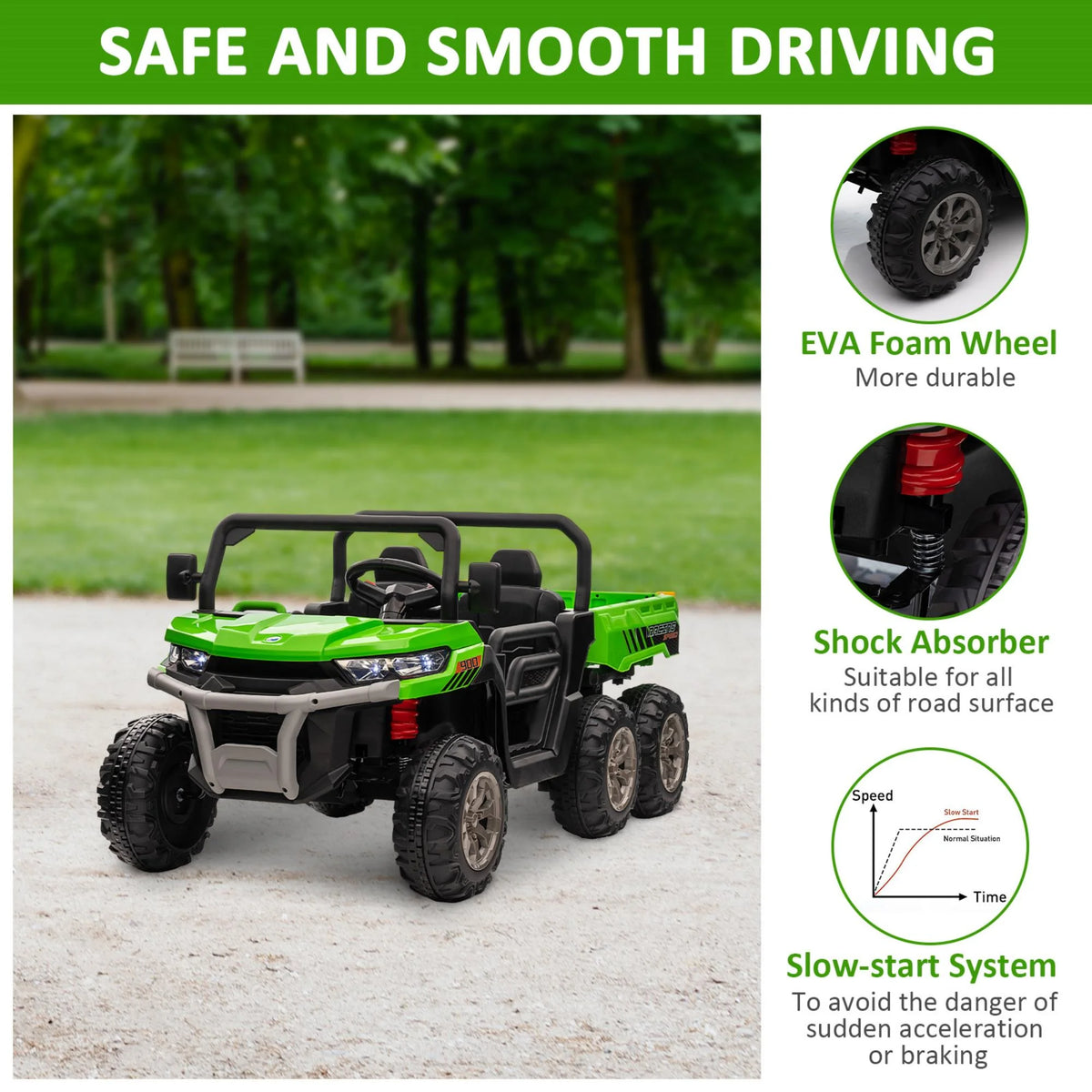 Green 2-Seater Ride on Dump Truck with Remote Control B988578