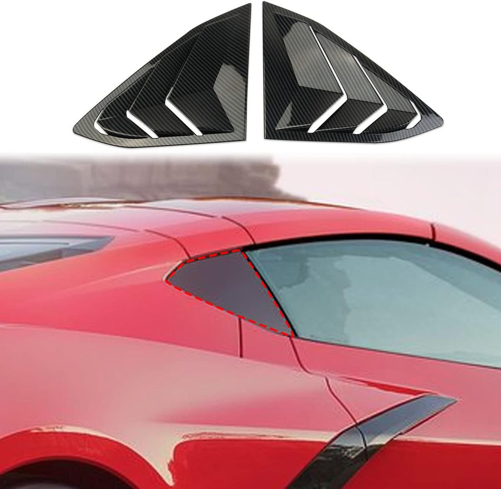 Carbon Fiber Side Window Louvers Air Vent Shades Cover Trim for Chevrolet Corvette C8 Coupe 2020-2022 Y598