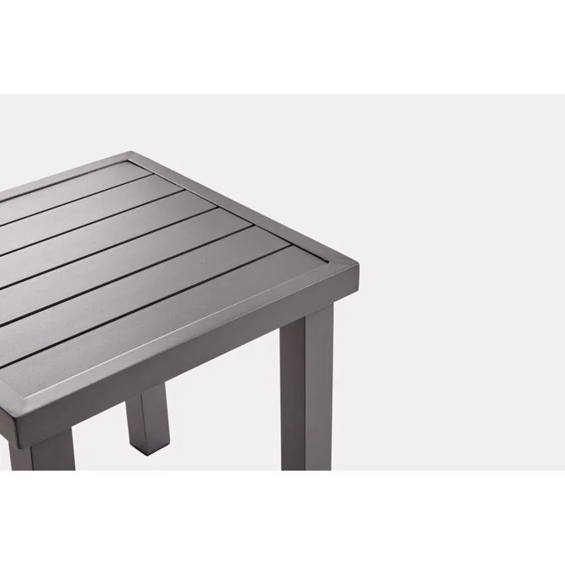 Brown Square Aluminum Slat Top Side Table H197799