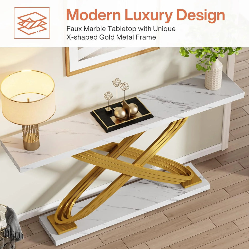 55" Faux Marble Console Table W867